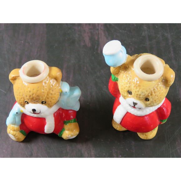 Teddy Bear Ceramic Christmas Ornaments, R.O.C Light Covers Vintage 3” Lot 5 - Picture 13 of 16